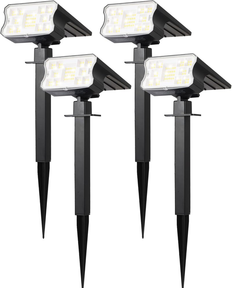 HGGH Solar Lights Outdoor Waterproof IP67, 60 LED 3 Lighting Modes Solar Spot Lights Outdoor for Yard Garden Pathway Landscape, Auto On/Off, Function 2 in 1(Cool White, 4 Pack) - Image 1